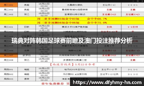 瑞典对阵韩国足球赛前瞻及澳门投注推荐分析